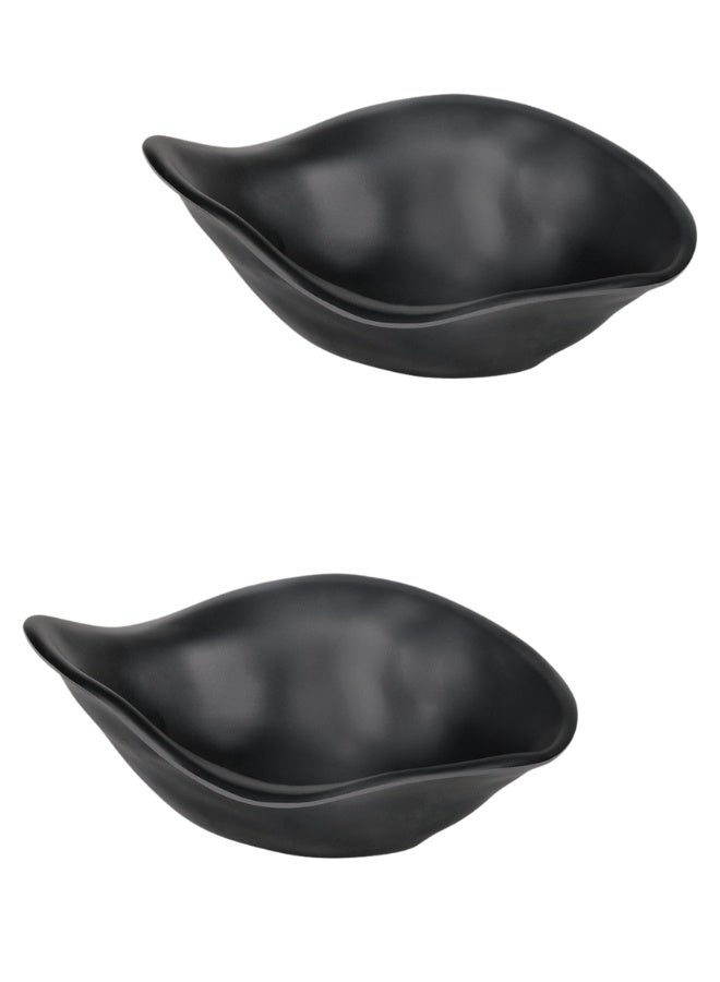 فالمر عبوة من 2 أوعية من الميلامين، أوعية غمس، طبق صلصة صغير مستطيل للصلصات، وعاء تقديم من الميلامين للصلصة والسوشي والساشيمي والثوم ، المكونات، التوابل، أوعية تحضير التوابل، المقبلات مقاس 15*12.5*5 سم( أسود ضد الكسر) - Image 1