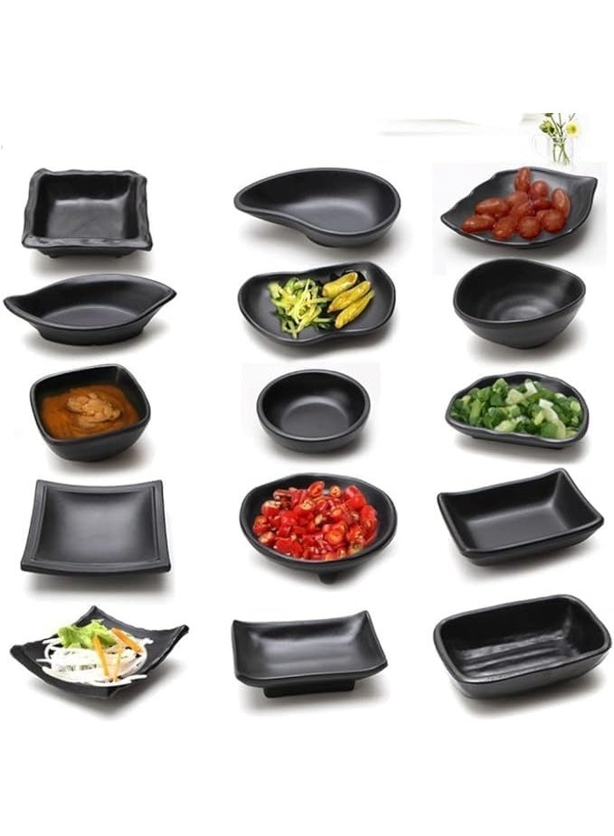 فالمر عبوة من 2 أوعية من الميلامين، أوعية غمس، طبق صلصة صغير مستطيل للصلصات، وعاء تقديم من الميلامين للصلصة والسوشي والساشيمي والثوم ، المكونات، التوابل، أوعية تحضير التوابل، المقبلات مقاس 15*12.5*5 سم( أسود ضد الكسر) - Image 2