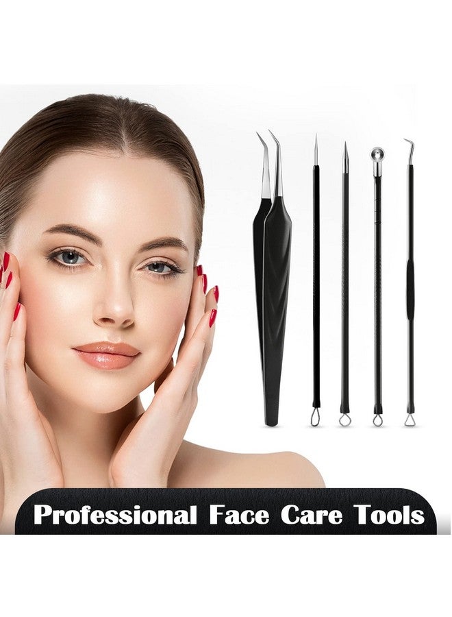 FVION Blackhead And Acne Extractor Kit Professional Pimple Popper Tool Kit Acne Tweezers And Blackhead Remover Tools For Face 5 Pcs Surgical Extractor Pimple Popping Tools - Image 3