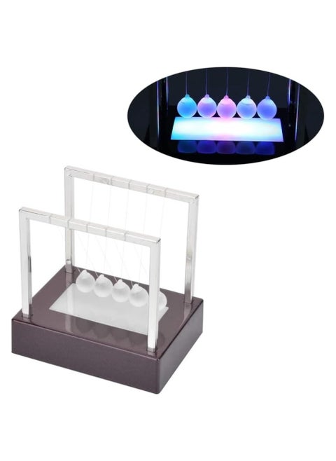 Classic LED Light-Up Newton's Cradle Kinetic Energy Ball, Multi-Color Desk Toy for Home Office Decoration, Perfect Science Gift for Birthdays and Physics Enthusiasts.