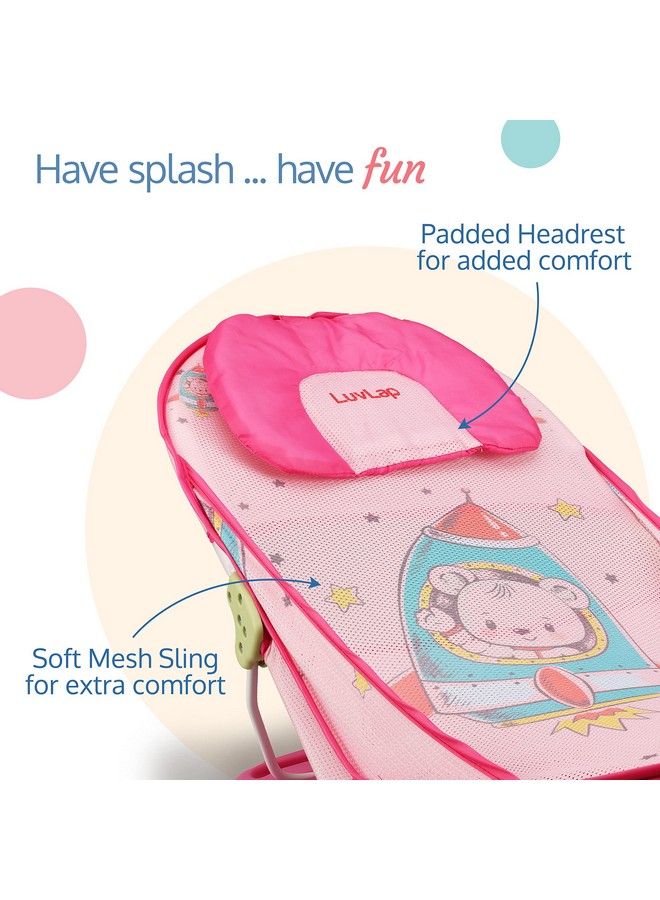 Luvlap كرسي استحمام للأطفال حديثي الولادة من Happy Astronaut بعمر 012 شهرًا، كرسي استحمام للأطفال بـ 3 أوضاع قابل للتعديل وقابل للغسل ومقعد كبير من الشبكة الناعمة (متعدد الألوان) - Image 5