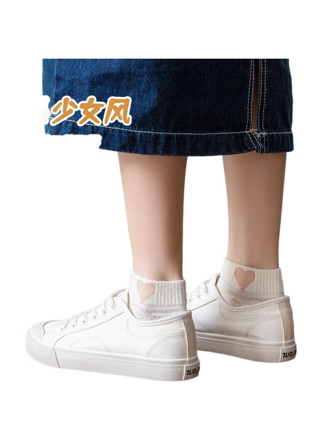 Modal 5 Pairs Of Women'S Socks, Spring And Summer Thin Cotton Short Socks, Breathable Embossed Casual Boat Socks For Girls, Fairy-Like Summer Ladies Socks - Image 3