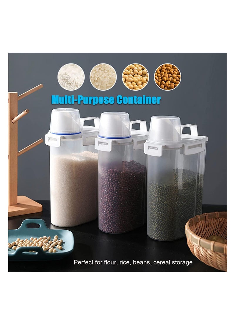 بريميفي طقم مكون من قطعتين من حاويات الحبوب محكمة الغلق بسعة 2.5 لتر مع كوب قياس وفوهة للصب - Image 3