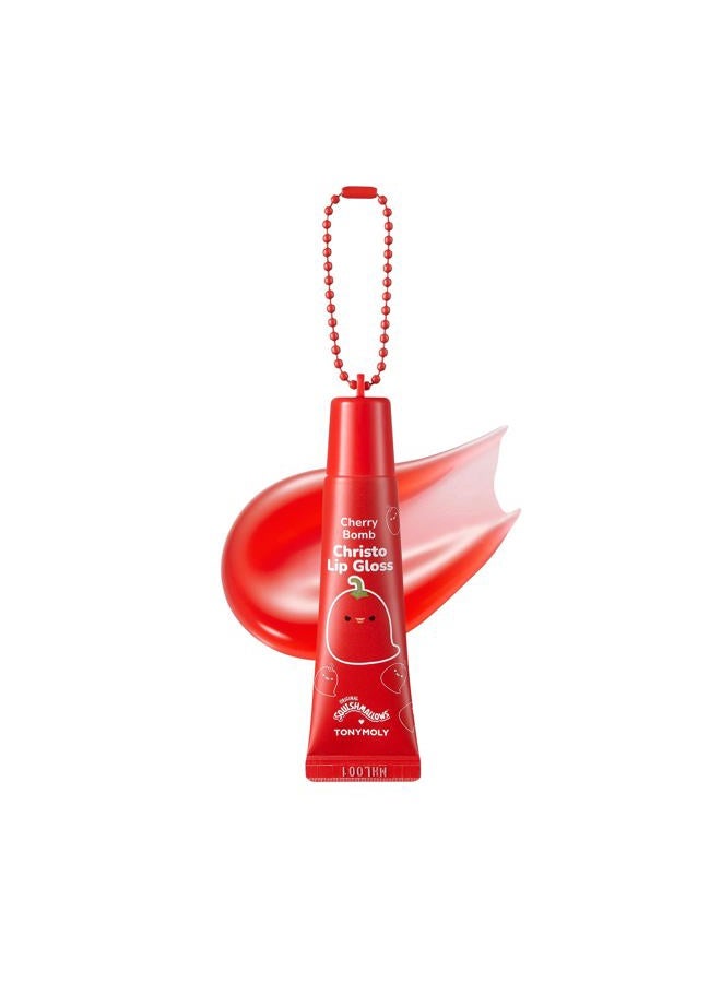 TONYMOLY x Squishmallows Christo Keychain Lip Gloss – Sheer Cherry Red Tint, Hydrating with Cherry Extract & Rosehip Oil, High Shine, 11ml - Image 1