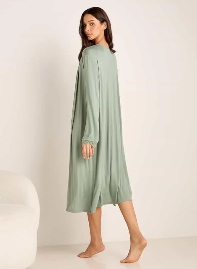 Splash FAV Lace Detailed Robe and Slip Dress Set
