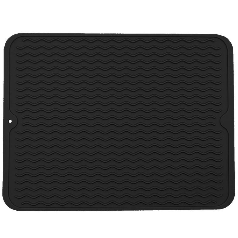 Large Dish Drying Mat Multiple Usage Silicone Mats for Multiple Usage Drying Mat for Kitchen Counter 12 inches x 16 inches Black
