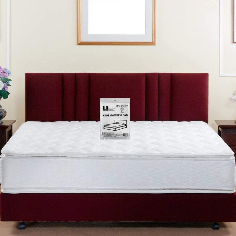 Uboxes أكياس نقل المراتب كينغ 76" x 15" x 104" ، شفافة - Image 5