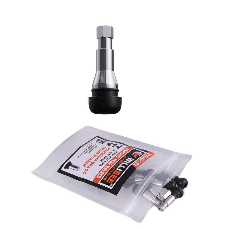 WILLIBEE TR414 Tyre Valve Stem Brass, EPDM Rubber & Chrome Alloy Tubeless Tire Valve Stem for Car (CTR414-50Pcs) - Image 1