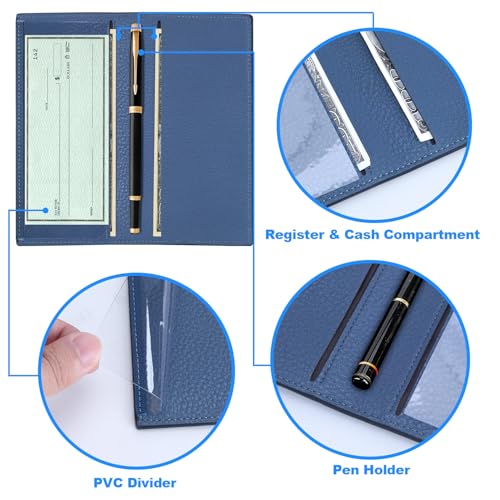 CASMONAL Premium Leather Checkbook Cover for Men and Women Checkbook Holder Wallet RFID Blocking - Image 3