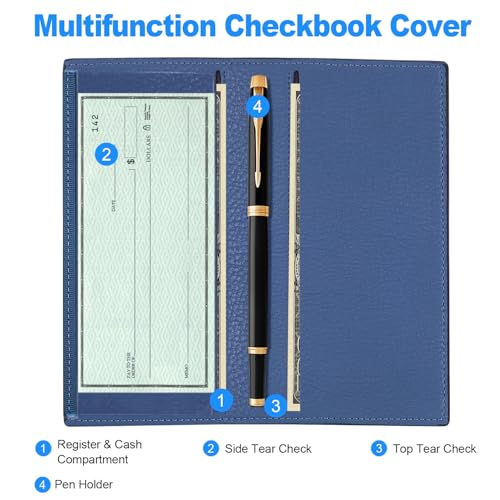 CASMONAL Premium Leather Checkbook Cover for Men and Women Checkbook Holder Wallet RFID Blocking - Image 2