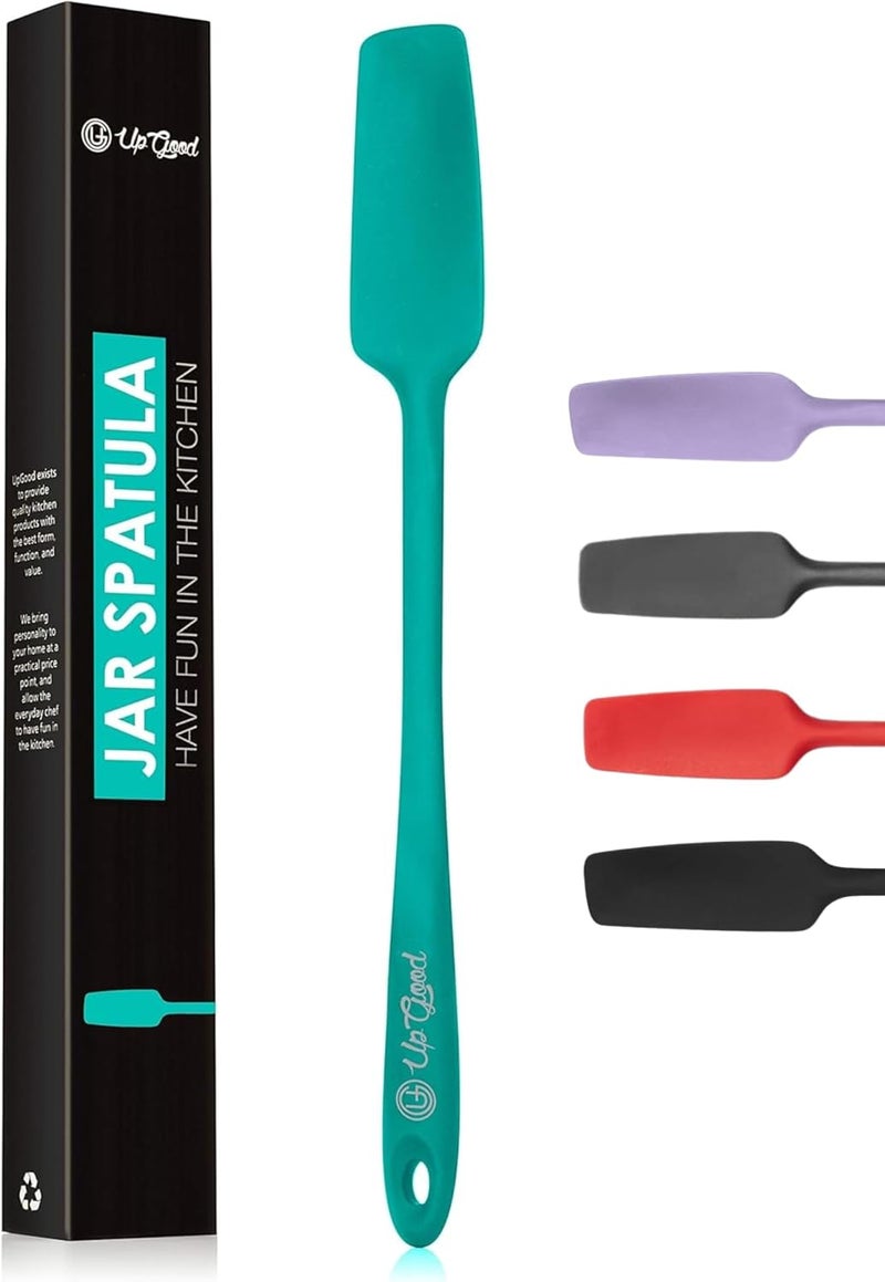 UpGood Silicone Jar Spatula | 600F Heat Resistant Non-Stick Rubber Scraper | Perfect for Jars, Smoothies, Blenders | One Piece Utensils | Durable Kitchen Cookware ( Professional Spatulas, Teal) - Image 1