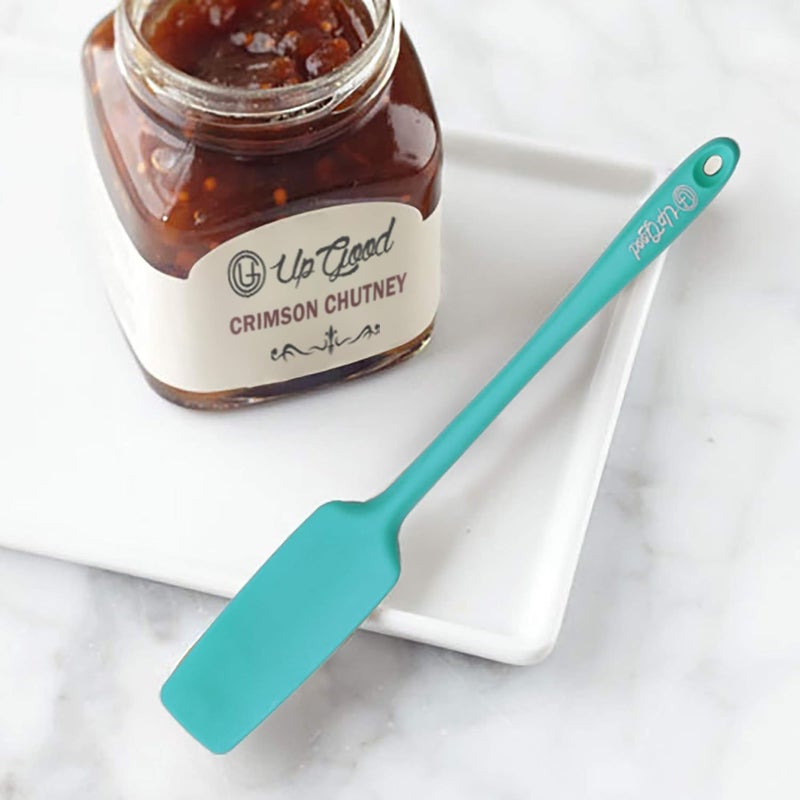 UpGood Silicone Jar Spatula | 600F Heat Resistant Non-Stick Rubber Scraper | Perfect for Jars, Smoothies, Blenders | One Piece Utensils | Durable Kitchen Cookware ( Professional Spatulas, Teal) - Image 3