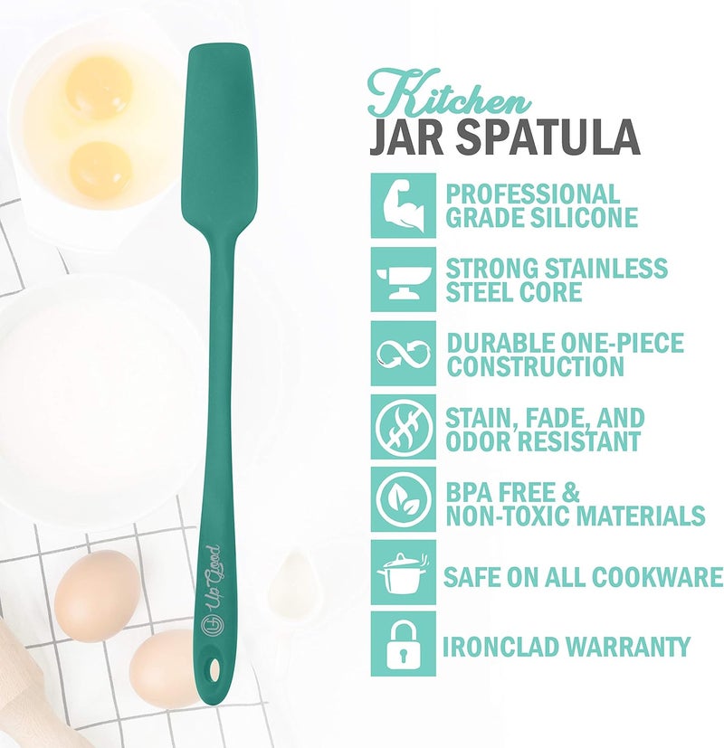 UpGood Silicone Jar Spatula | 600F Heat Resistant Non-Stick Rubber Scraper | Perfect for Jars, Smoothies, Blenders | One Piece Utensils | Durable Kitchen Cookware ( Professional Spatulas, Teal) - Image 4