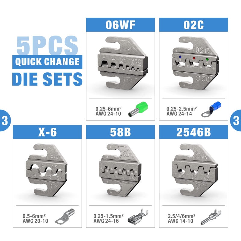 IWISS iCrimp Quick Change Ratcheting Crimper Tool Kit, Automotive Service Kit, for Crimping IWS4 Connector, Insulated & Non-insulated Terminal, Open Barrel Terminals, Dupont Connector, End Sleeve Ferrules - Image 4