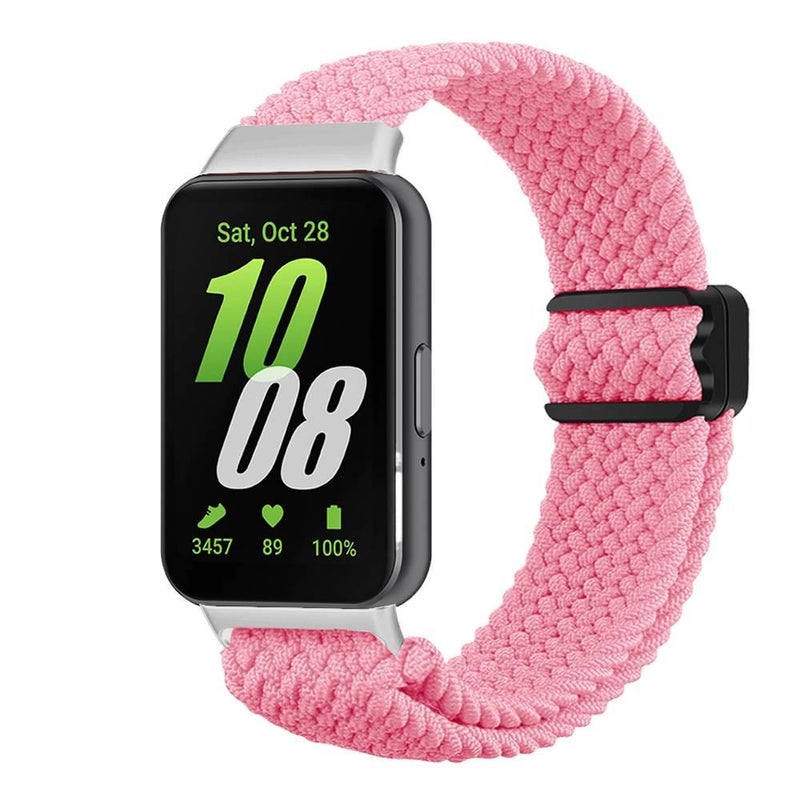سوار ساعة ذكية سوار نايلون حلقي متوافق باللون وردي قابل للتعديل مع Samsung Galaxy Watch بملاءمة قابلة للتعديل وحزام بديل - Image 1