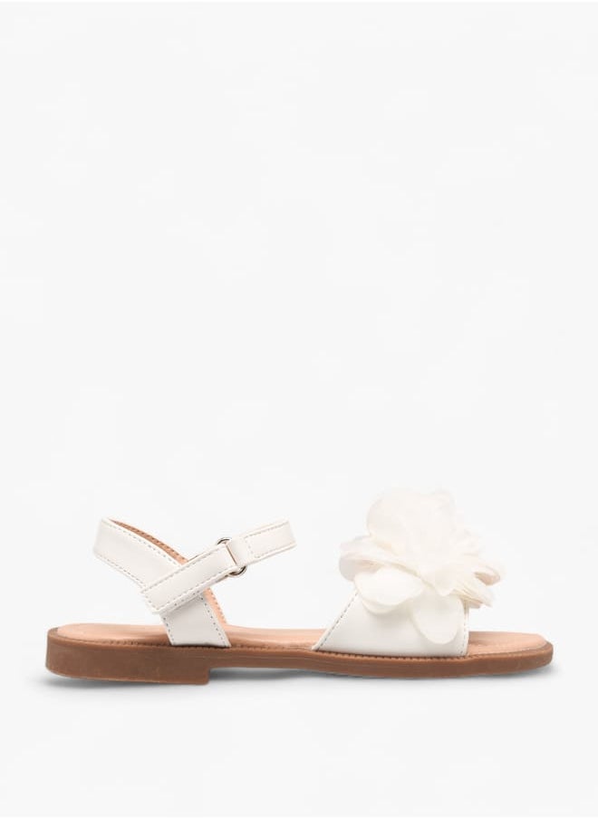 Flora Bella By Shoexpress Girls Floral Accent Strap Sandals With Hook And Loop Closure  - Image 1