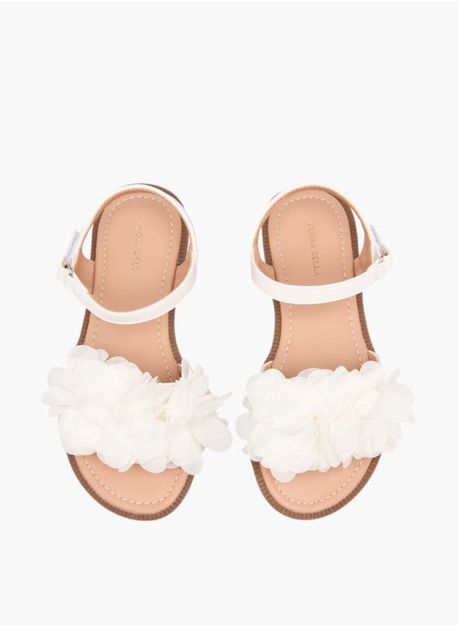 Flora Bella By Shoexpress Girls Floral Accent Strap Sandals With Hook And Loop Closure  - Image 2