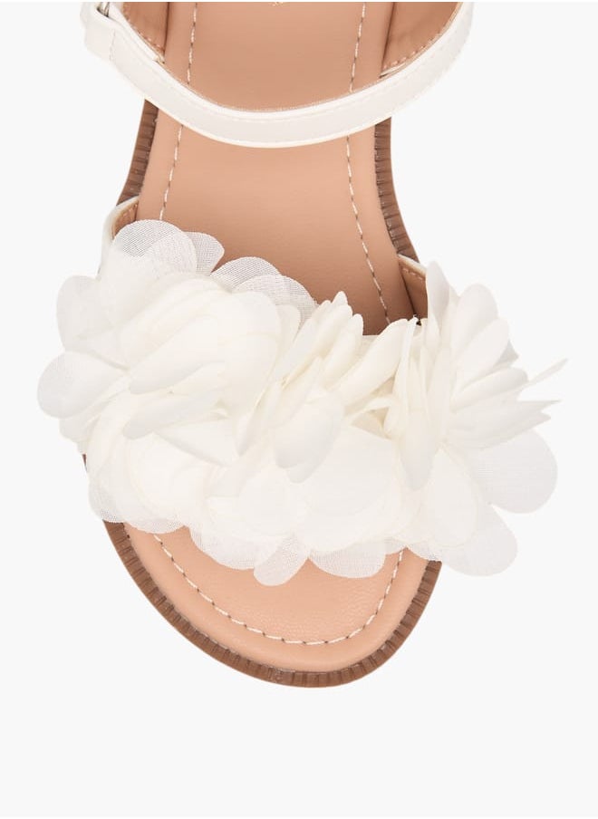 Flora Bella By Shoexpress Girls Floral Accent Strap Sandals With Hook And Loop Closure  - Image 3
