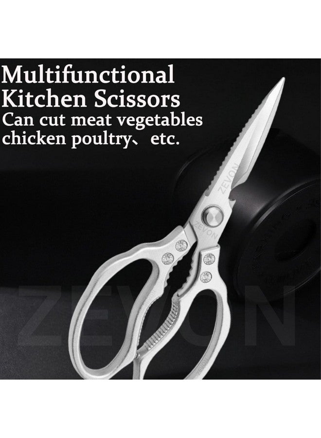 ZEVON ZEVON® Kitchen Scissors, Multi-Purpose Kitchen Shears, Heavy Duty Dishwasher Safe Food Scissors, Non Slip Stainless Steel Sharp Cooking Scissors for Kitchen, Chicken, Poultry, Fish, Meat, Herbs-Sliver  - Image 4