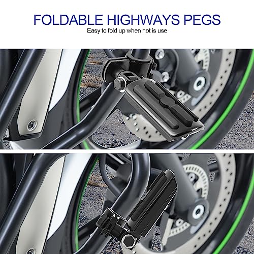 Hutexico Motorcycle Highway Pegs, Crash Bar Highway Foot Pegs Footrest For Harley Touring Electra Street Glide Road King Sportster Kawasaki 1"(25mm), 1 1/4" (32mm), 1 1/3" (34mm) Engine Guard (Black 1) - Image 3