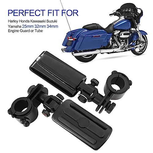 Hutexico Motorcycle Highway Pegs, Crash Bar Highway Foot Pegs Footrest For Harley Touring Electra Street Glide Road King Sportster Kawasaki 1"(25mm), 1 1/4" (32mm), 1 1/3" (34mm) Engine Guard (Black 1) - Image 2