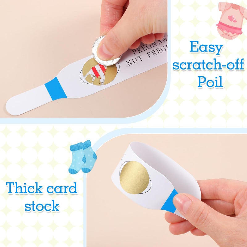 Sinload 40 Pcs Blue Scratch off Pregnancy Test Kit Baby Shower Games Baby Shower Games Baby Shower Scratch off Game for Boys - Image 3