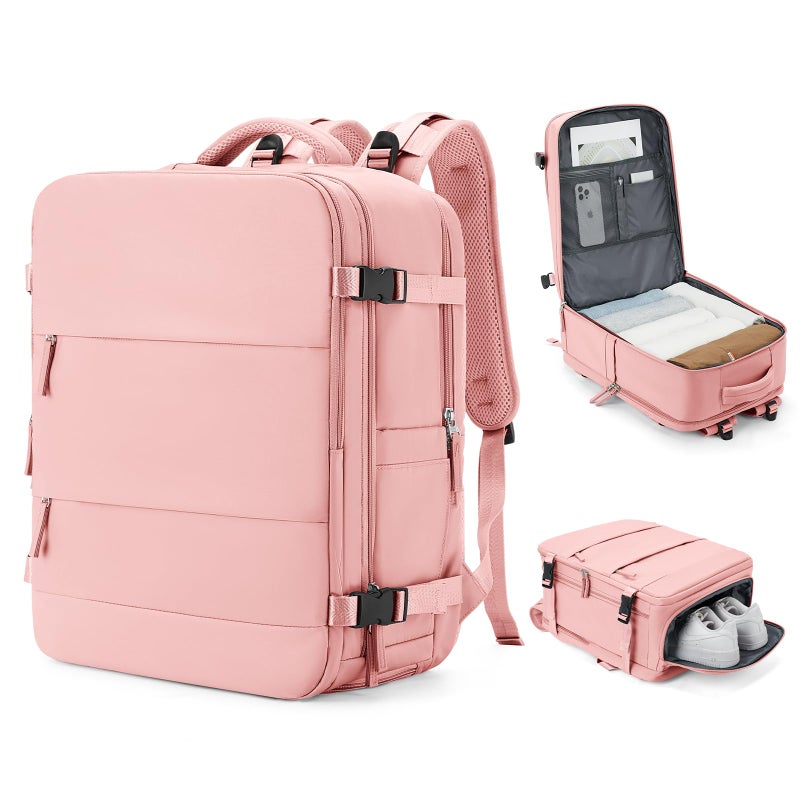 coowoz Large Travel Backpack Carry On for Women Man Gym Backpacks with Laptop Compartment Mochila de Viaje Teacher Personal Item Backpack Rucksack Airplane Accessories Must Haves Pink - Image 1