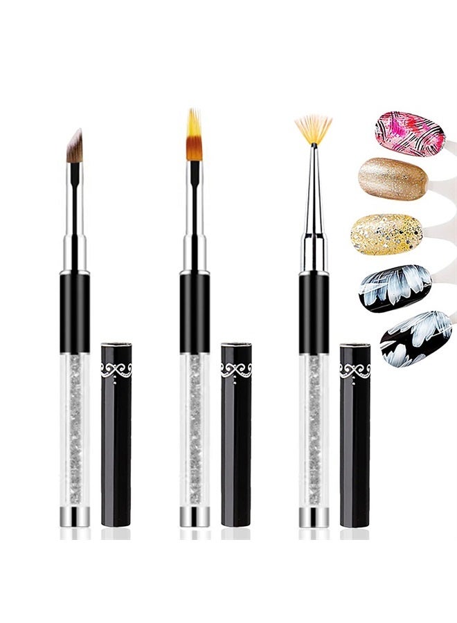 SILPECWEE 3Pcs Ombre Nail Brush Acrylic Nail Brush Set Nail Gradient Brushes Nail Painting Pens Nail Art Tools For Gel Nails Manicure Accessories - Image 1