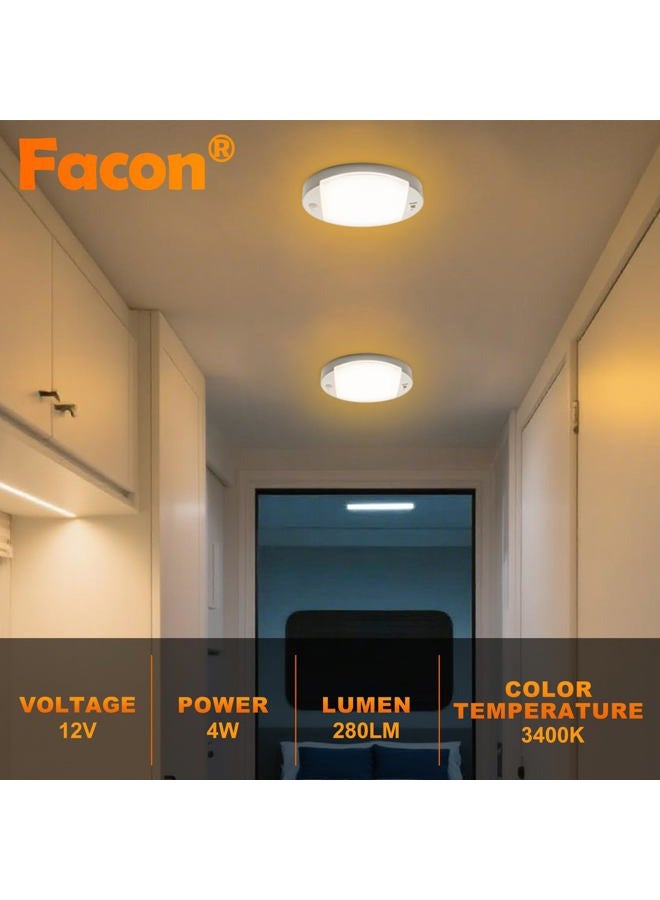 FACON 12V RV Interior Ceiling Light with Switch and Motion Sensor Function, LED RV Puck Light, 12Volts Interior Light for RV Motorhomes Camper Caravan Trailer Boat - Image 3