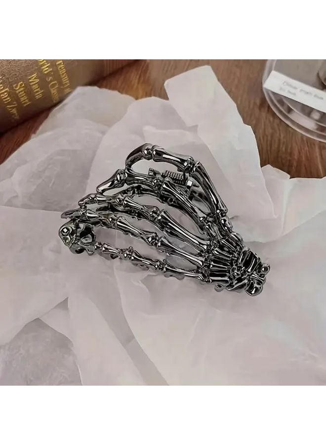 مشبك شعر بقبضة هيكل عظمي قوطي أسود، دبوس شعر متين للبانك، لهالوين - Image 1