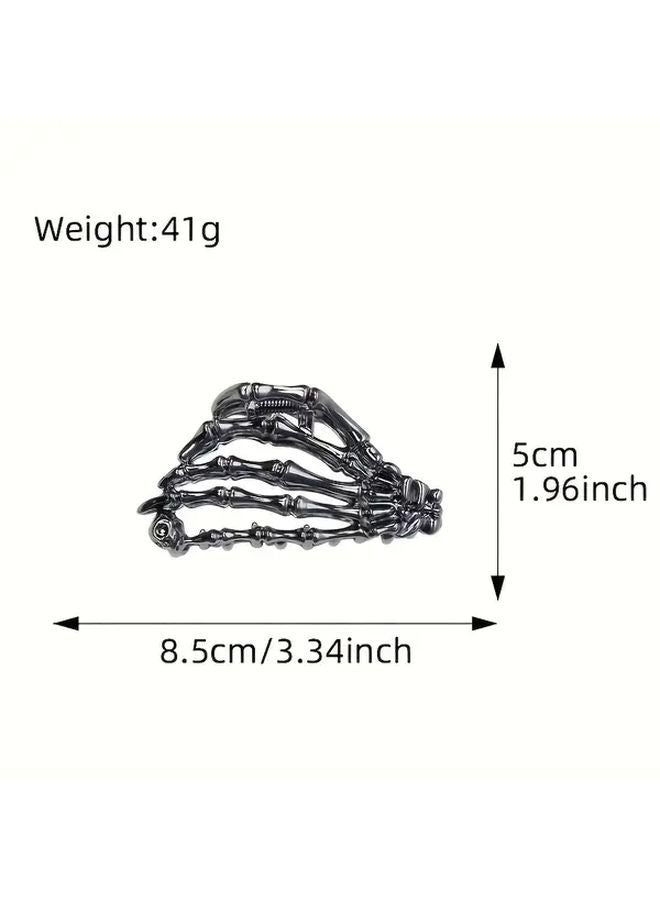 مشبك شعر بقبضة هيكل عظمي قوطي أسود، دبوس شعر متين للبانك، لهالوين - Image 5