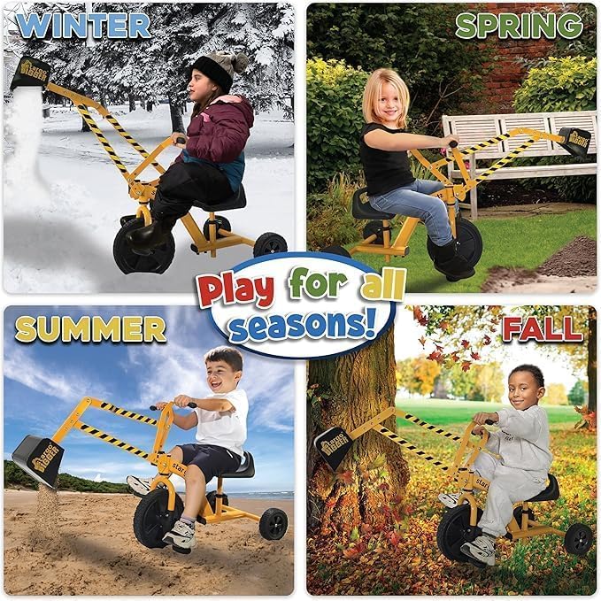 stargo Kids Excavator Sand Digger Tricycle with Pedals, Handlebar, Scooper and Rotating Wheel, Ride On Excavator Construction Toy Trike for Toddler Boy - Image 4