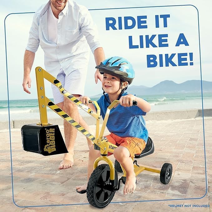 stargo Kids Excavator Sand Digger Tricycle with Pedals, Handlebar, Scooper and Rotating Wheel, Ride On Excavator Construction Toy Trike for Toddler Boy - Image 5