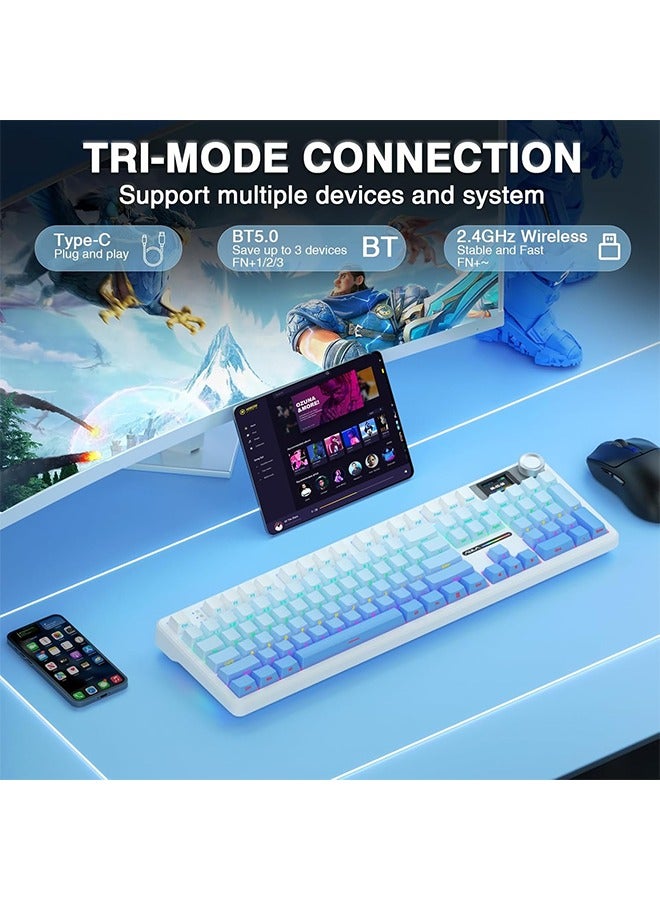 AULA F108 PRO - Wireless Mechanical Keyboard with Screen&Knob,Hot Swappable Gaming Keyboard with 8000mAh Battery,Pre-lubed Switches,RGB Backlit,PBT Keycaps Creamy Sounding Computer Keyboards,104 Keys - Image 2