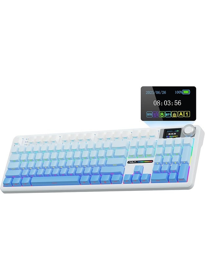 AULA F108 PRO - Wireless Mechanical Keyboard with Screen&Knob,Hot Swappable Gaming Keyboard with 8000mAh Battery,Pre-lubed Switches,RGB Backlit,PBT Keycaps Creamy Sounding Computer Keyboards,104 Keys - Image 1
