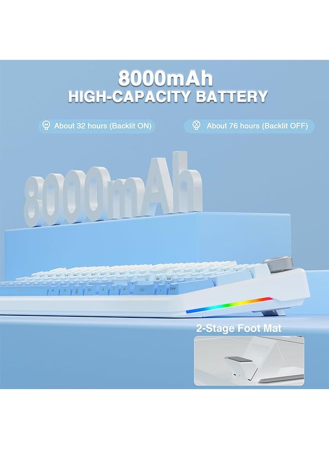 AULA F108 PRO - Wireless Mechanical Keyboard with Screen&Knob,Hot Swappable Gaming Keyboard with 8000mAh Battery,Pre-lubed Switches,RGB Backlit,PBT Keycaps Creamy Sounding Computer Keyboards,104 Keys - Image 5