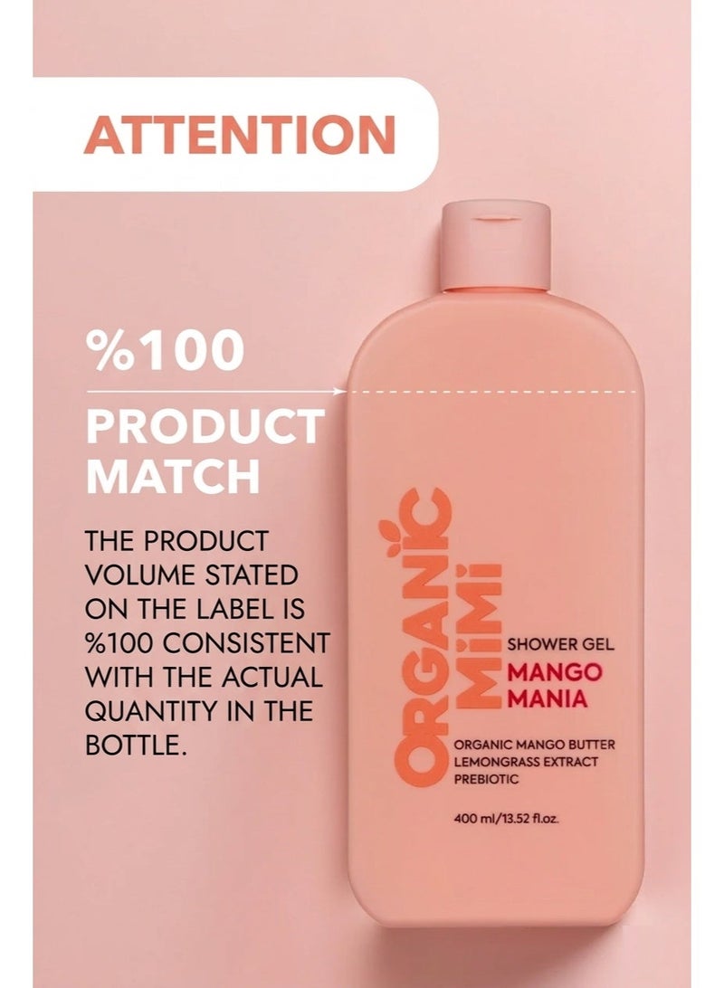 organic mimi Mango Mania Shower Gel Organic Mango Butter & Lemongrass Extract 400 ML - Image 5