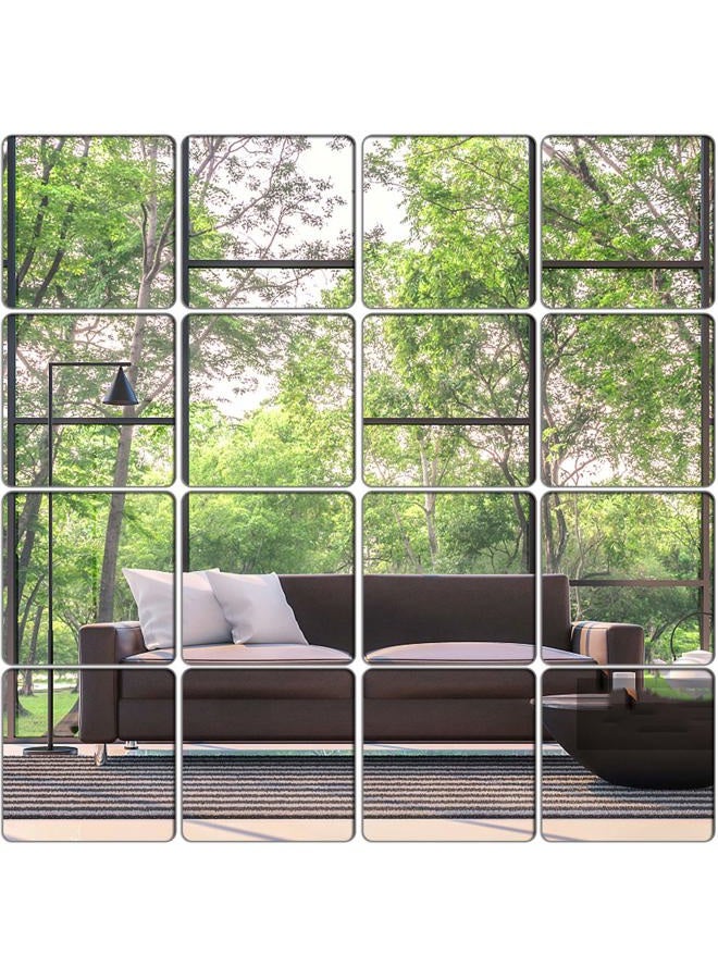 KimDaro Removable Acrylic Mirror Setting Wall Sticker Decal DIY Modern Decoration for Home Living Room Bedroom Décor, 15 x15 cm, Pack of 15 - Image 1