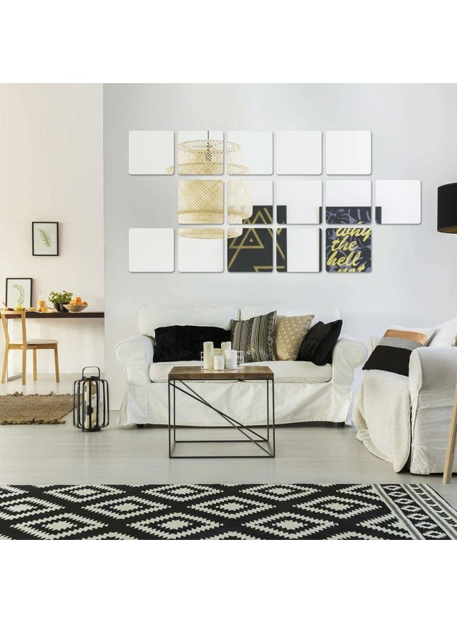KimDaro Removable Acrylic Mirror Setting Wall Sticker Decal DIY Modern Decoration for Home Living Room Bedroom Décor, 15 x15 cm, Pack of 15 - Image 2