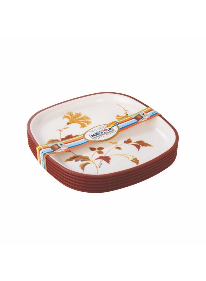 NAYASA طبق ربع مربع نايازا DLX | مجموعة من 6 | آمن للاستخدام في الميكروويف | طبق وجبات خفيفة | مارون - Image 2