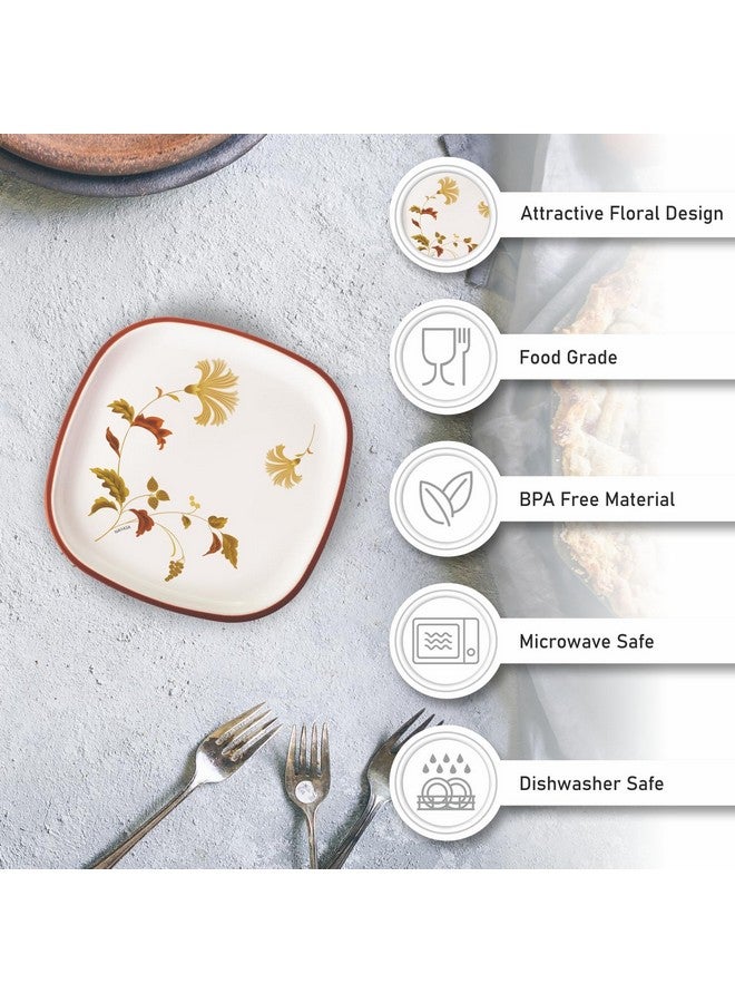 NAYASA طبق ربع مربع نايازا DLX | مجموعة من 6 | آمن للاستخدام في الميكروويف | طبق وجبات خفيفة | مارون - Image 3