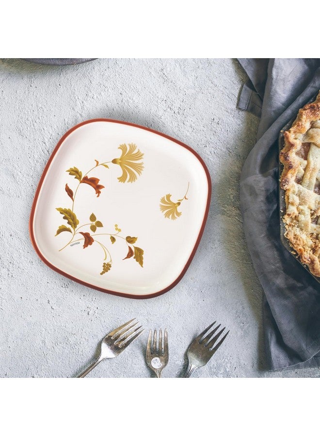 NAYASA طبق ربع مربع نايازا DLX | مجموعة من 6 | آمن للاستخدام في الميكروويف | طبق وجبات خفيفة | مارون - Image 4