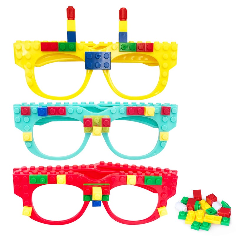 Fowecelt 12 Pcs DIY Building Bricks Glasses Building Blocks Games for Kids Birthday Party Favors Supplies Boys Girls Carnival Party Games Decor - Image 3