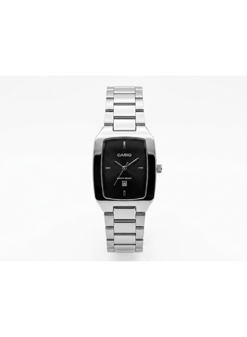 Casio Women's Analog Silver Stainless Steel Watch with Black Dial - LTP-V009D-1E