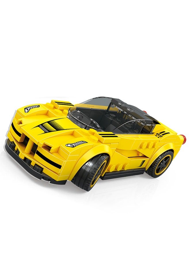 Building Block Racing Car, Educational Toy (Yellow)  - Image 1