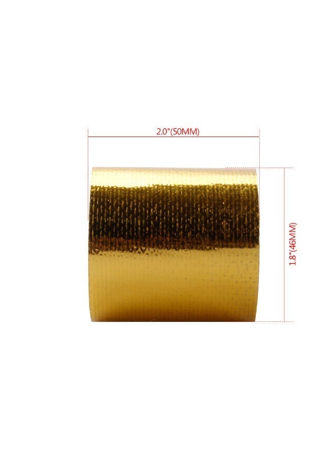 5cm * 5M الذهب احباط الالومنيوم الشريط ، والعزل الحراري احباط القصدير ورقة ، وارتفاع درجة الحرارة المقاومة احباط الالومنيوم الألياف القماش ، تنطبق على السيارات والدراجات النارية والصناعية العادم هود - Image 3