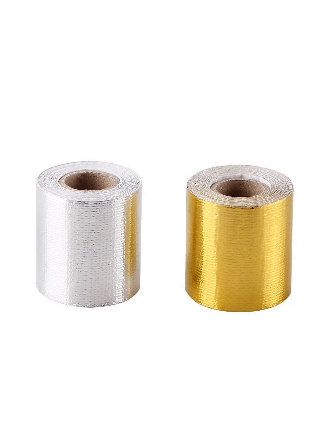 5cm * 5M الذهب احباط الالومنيوم الشريط ، والعزل الحراري احباط القصدير ورقة ، وارتفاع درجة الحرارة المقاومة احباط الالومنيوم الألياف القماش ، تنطبق على السيارات والدراجات النارية والصناعية العادم هود - Image 4