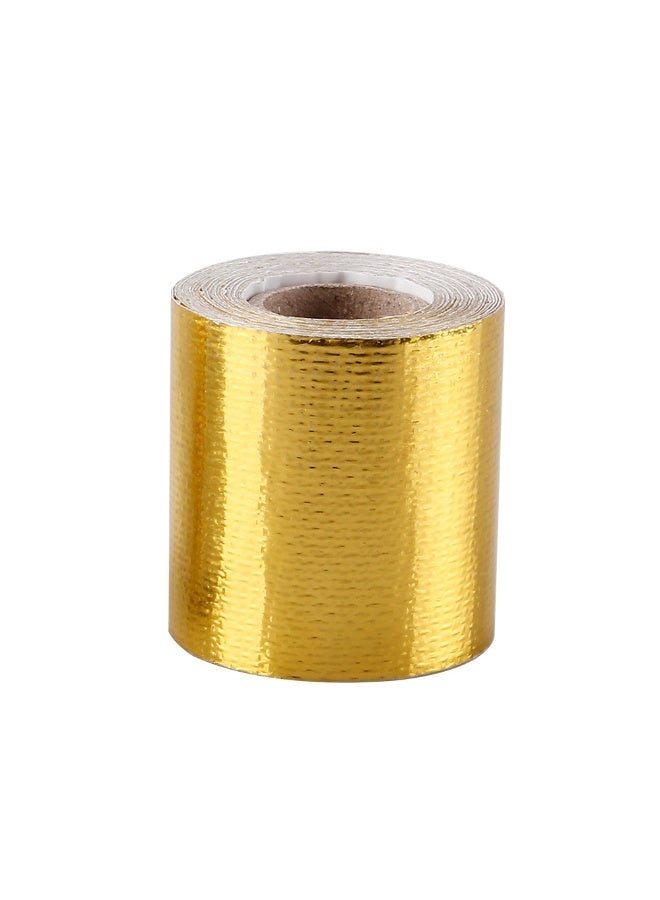 5cm * 5M الذهب احباط الالومنيوم الشريط ، والعزل الحراري احباط القصدير ورقة ، وارتفاع درجة الحرارة المقاومة احباط الالومنيوم الألياف القماش ، تنطبق على السيارات والدراجات النارية والصناعية العادم هود - Image 2