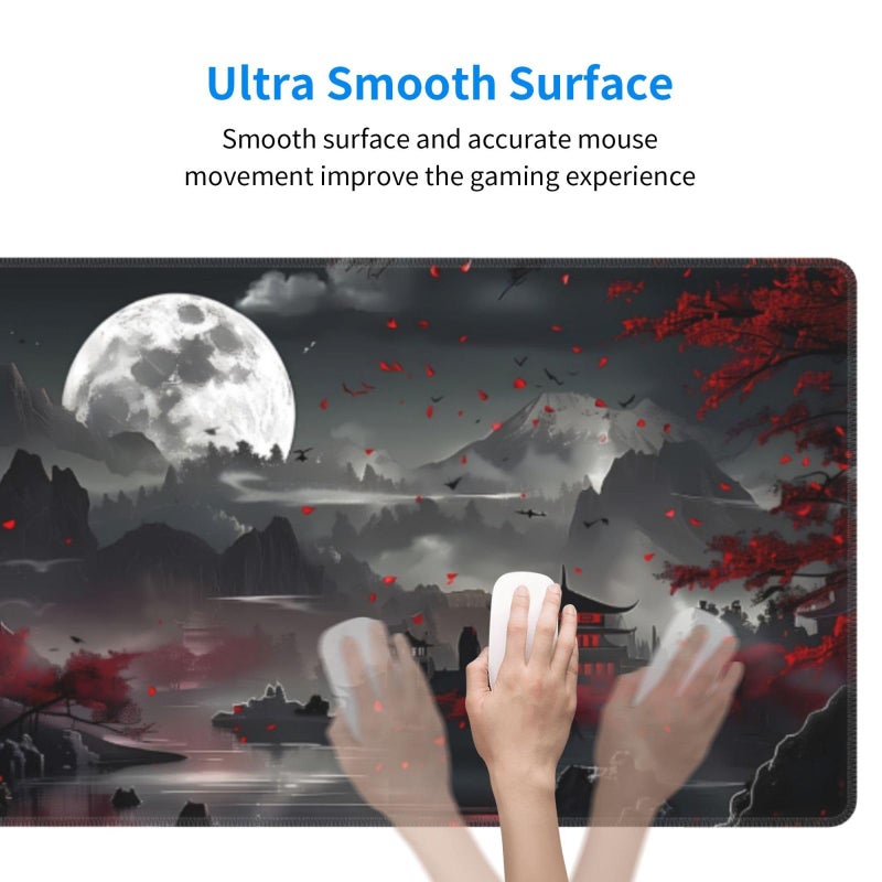 Brecoy Extended Gaming Mouse Pad, Large Desk Mat XL Anime Mouse Pad Waterproof with Stitched Edges, Non-Slip Desktop Pad for Home and Office, Level Up Your 31.5x11.8 Inch (Night Lake) - Image 4