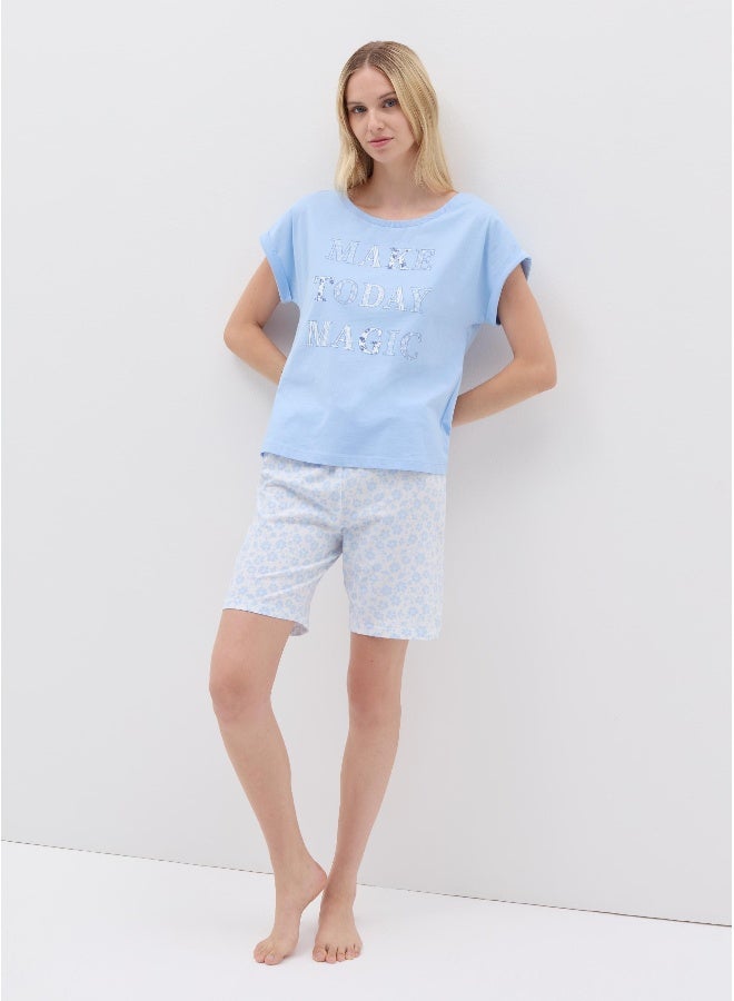 او في اس بنطلون بيجامة بطبعة زهور صغيرة - Image 1